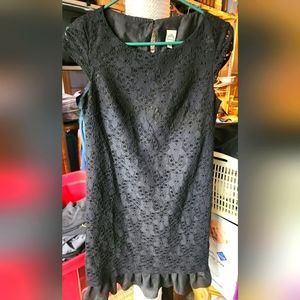 Sangria womens size 4 Sleeveless Black Lace Midi back button dress